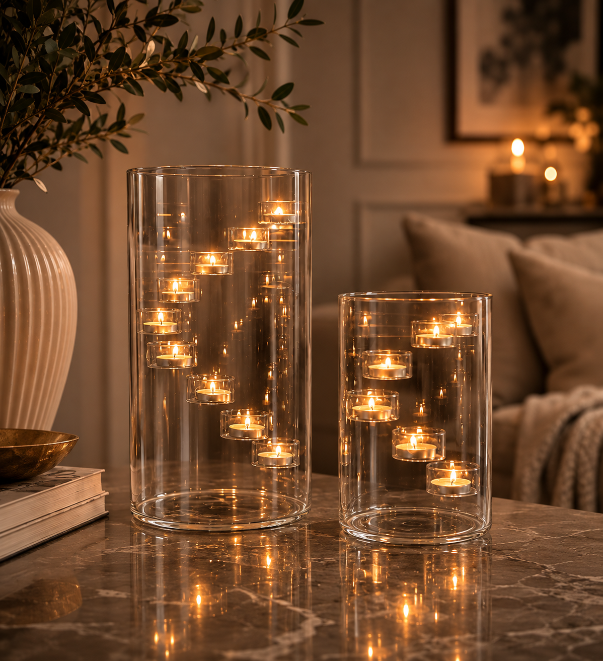AuraGlass™ | Skap en elegant stemning med svevende levende lys
