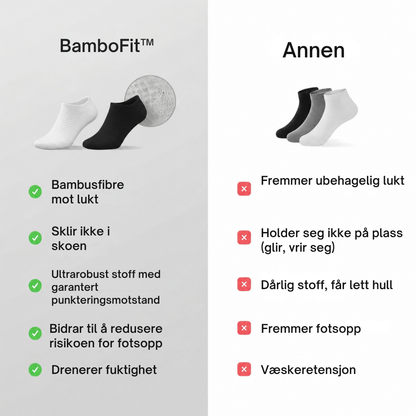 BamboFit™ | Myke bambussokker uten stramme merker rundt ankelen
