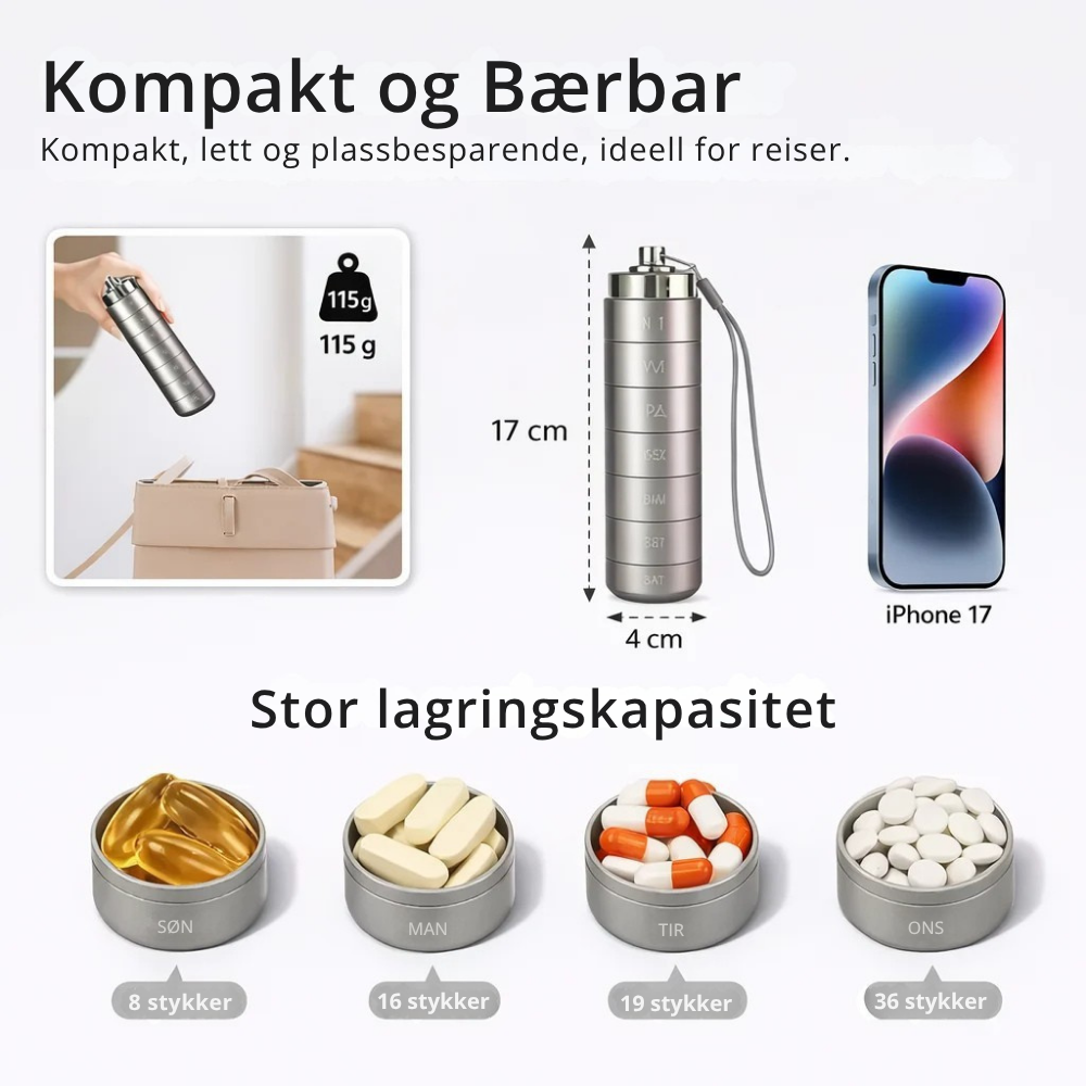 PillMate™ | Elegant ukeorganisering for medisiner og kosttilskudd