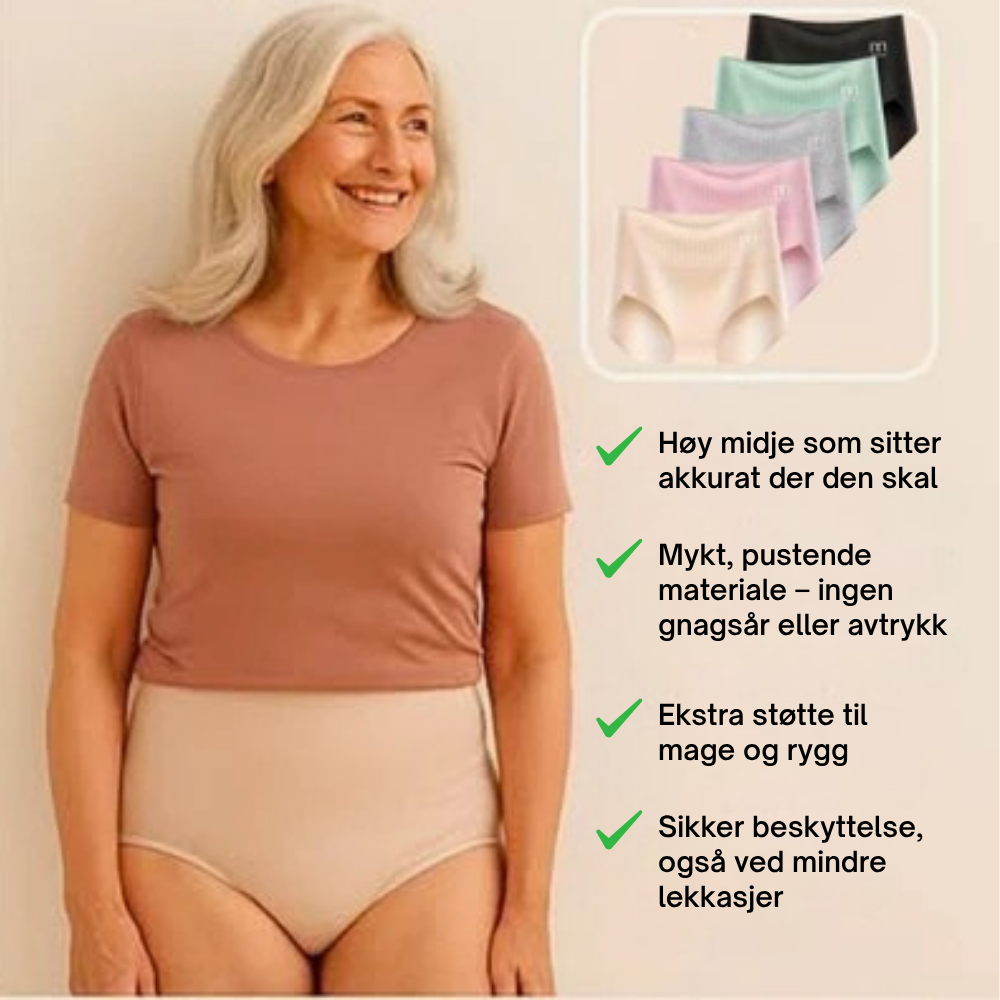 Velisse™ | 6-pak åndbare og behagelige truser med høy midje og mage-støtte
