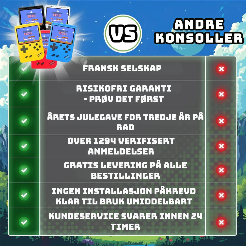 RetroBoy™ | Gjenopplev de legendariske spillene fra barndommen din