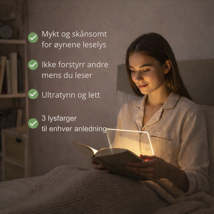 LightBook™ Pro | Rolig leselys direkte på siden om kvelden