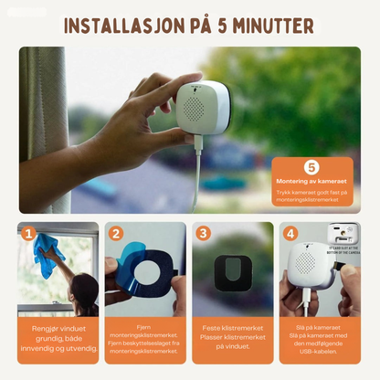 SilentWatch™ | Diskret innendørs kamera som beskytter hjemmet ditt – uten boring