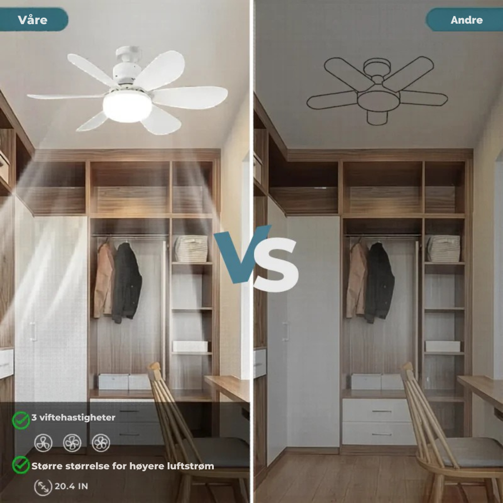 GlowFan™ Pro | Skru den i. Trykk på knappen. Sov kjøligere.