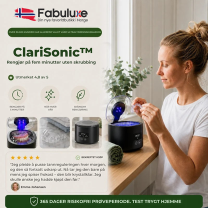 ClariSonic™ | Grundig fem minutters rengjøring til din tannskinne
